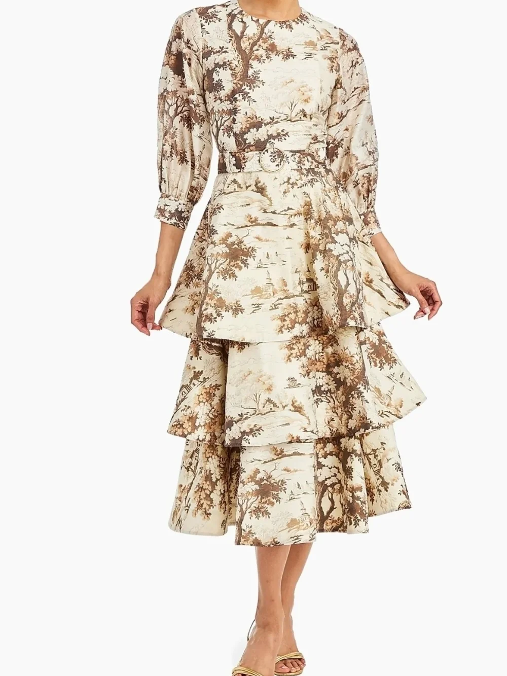 Mestiza Rhonda  Midi Convertable Dress in Cream and Brown - Picture 5 of 12
